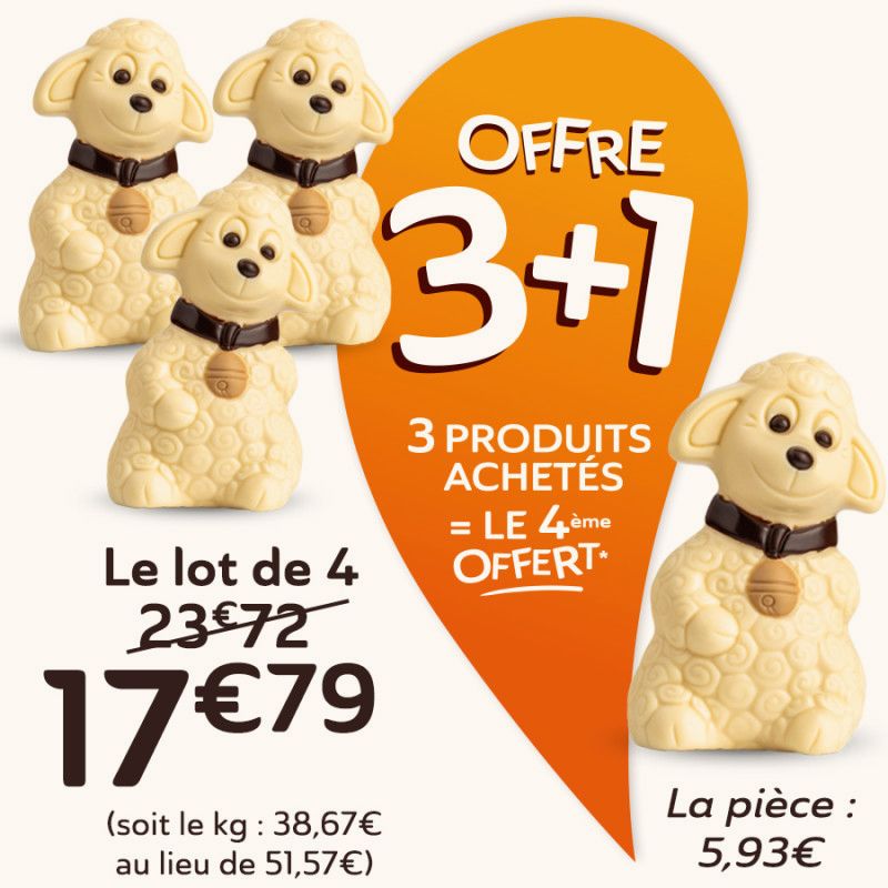 Lot de Blanchette Chocolat Blanc 3+1 Offert