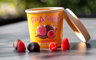 Nos framboises enrobées de chocolat Frambzzz